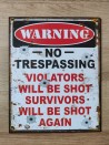 Wandbord - Warning no trespassing