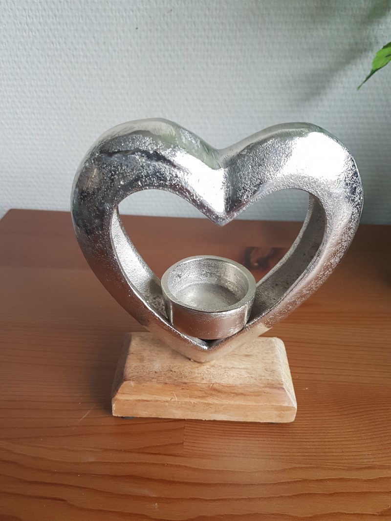 Waxinelichthouder alu hart