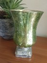 Windlicht krakelee - antiek groen - L