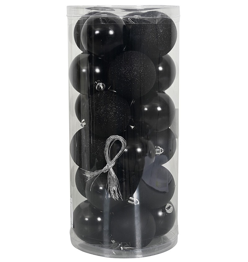 Totally Christmas - Kerstbal 6 cm - 24 stuks - Zwart