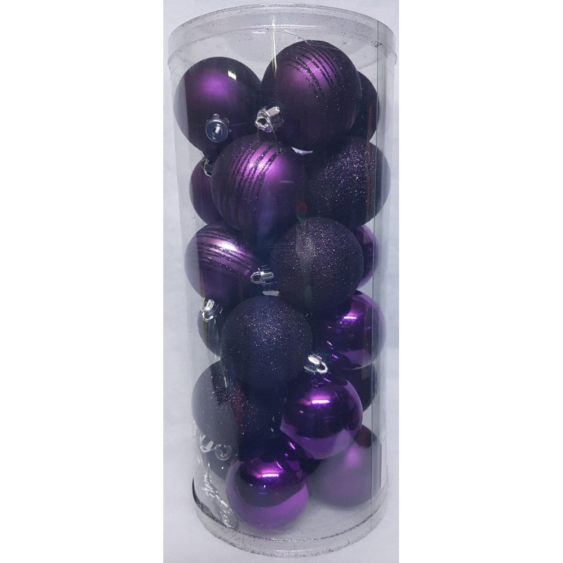 Totally Christmas - Kerstbal 6 cm - 24 stuks - Paars